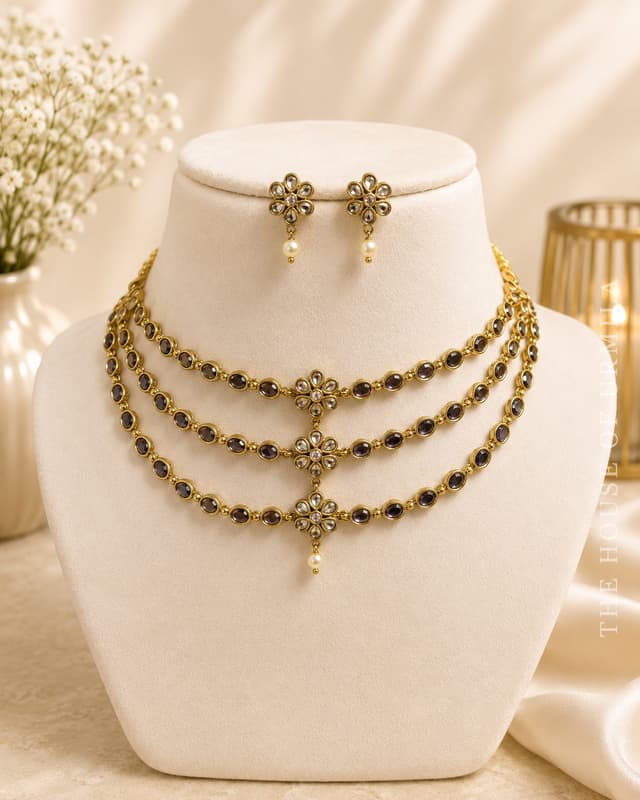 TRIVENI — Triple-Strand Layered Necklace Set