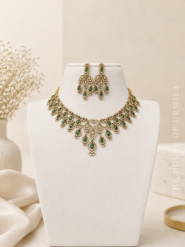 LATIKA — Statement CZ Vine Necklace Set
