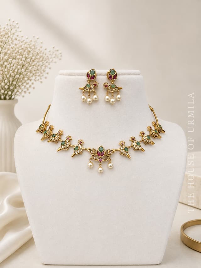 VIHANGA — Kundan Bird Motif Necklace Set