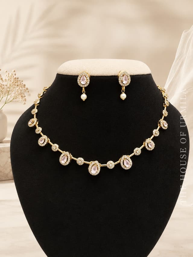 VARNA — CZ Cluster Necklace Set