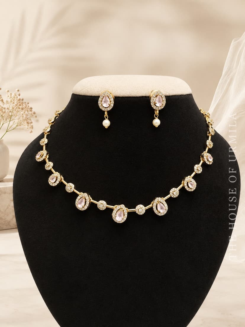 VARNA — CZ Cluster Necklace Set