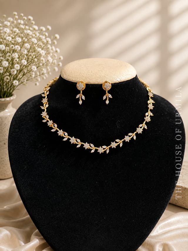 VALLI — CZ Floral Vine Necklace Set