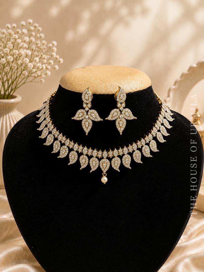VRINDA — CZ Paisley Choker Set