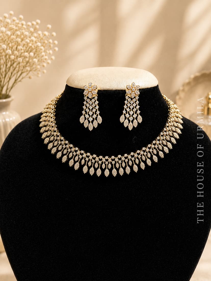 DYUTI — Dense CZ Marquise Drop Choker Set