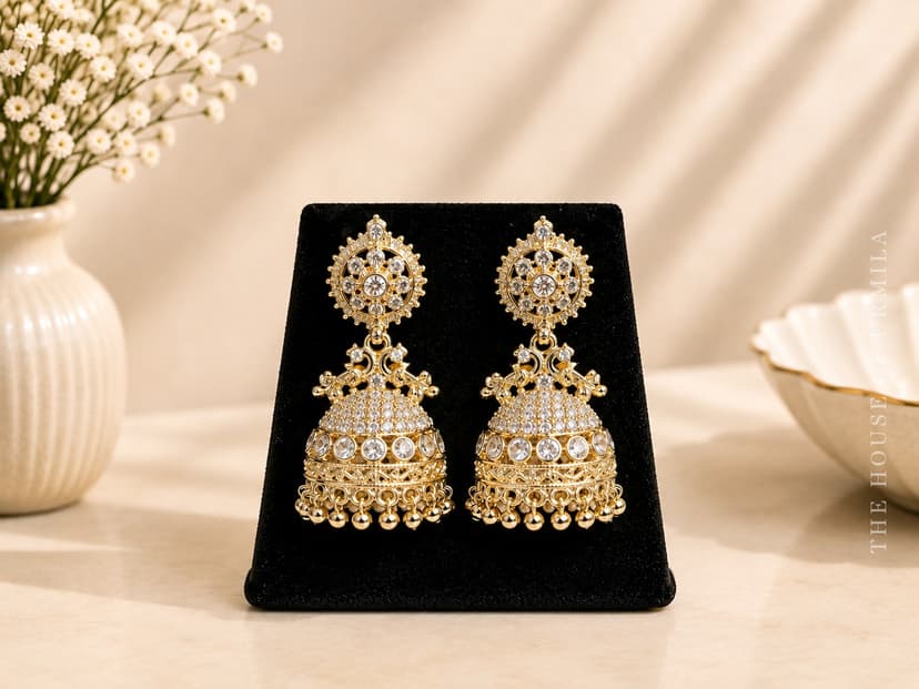 GHANTIKA — CZ Jhumka Earrings