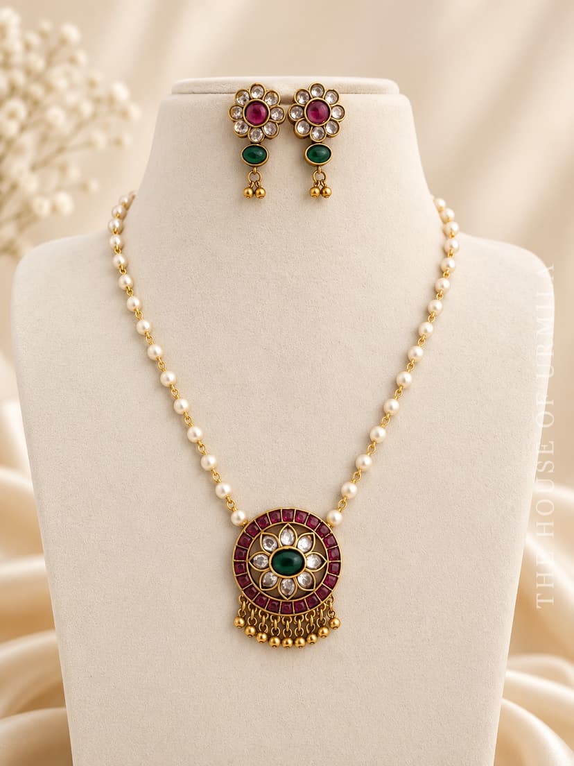 ANANYA — Pearl Strand Kundan Pendant Necklace Set