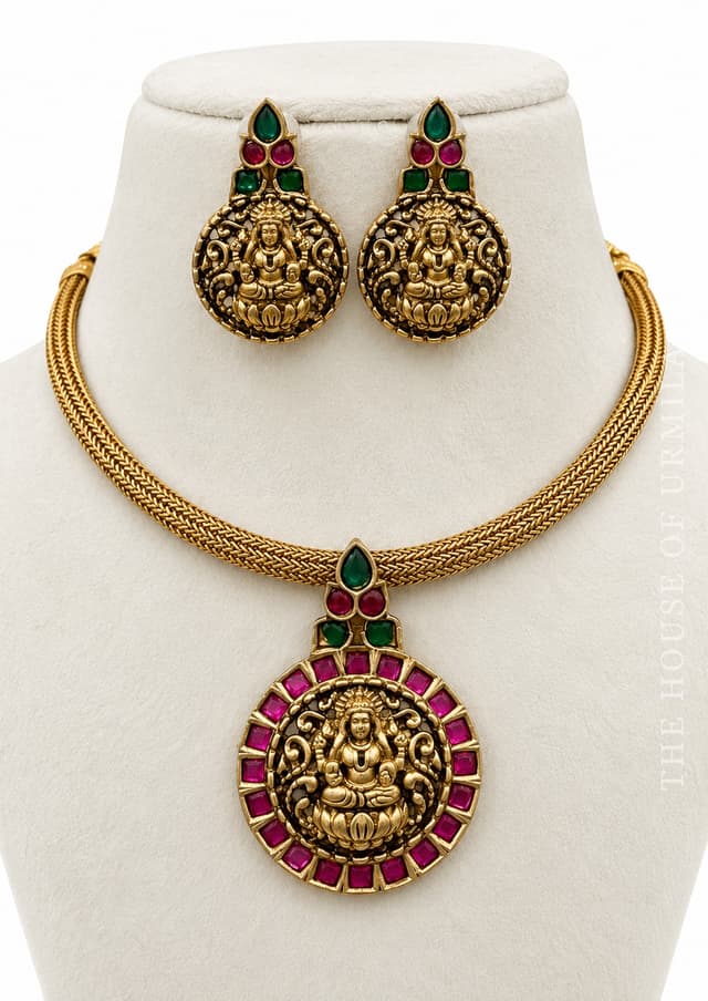 ANVITHA — Temple Jewellery Lakshmi Medallion Necklace Set
