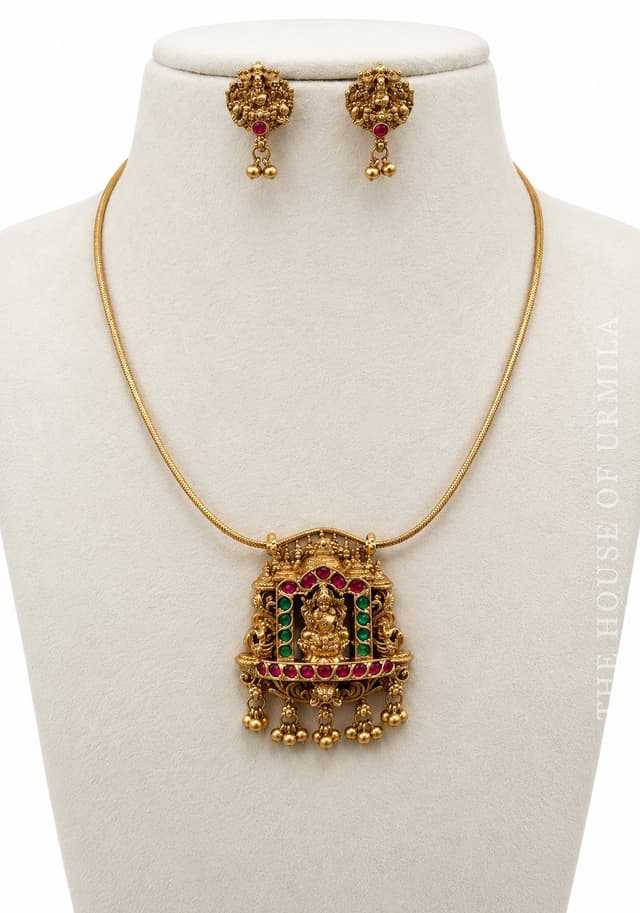 SOWMYA — Temple Jewellery Gopuram Lakshmi Pendant Necklace Set