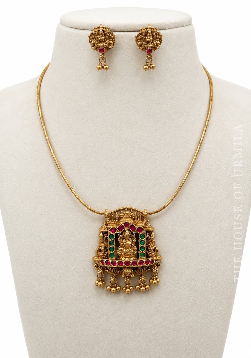 SOWMYA — Temple Jewellery Gopuram Lakshmi Pendant Necklace Set
