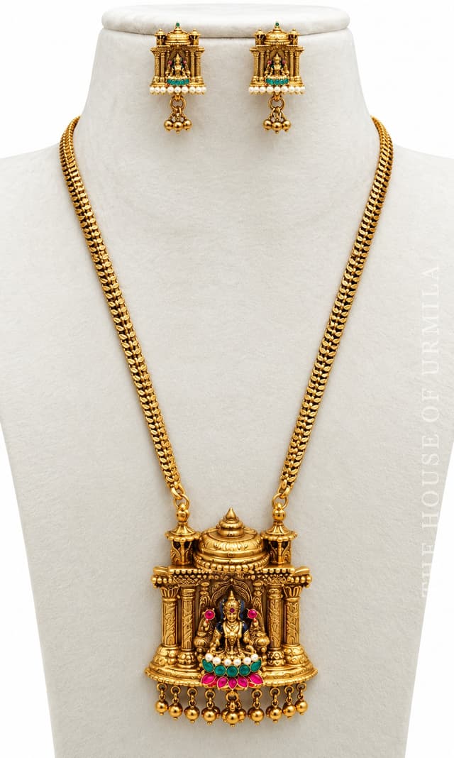 ARPITA — Temple Jewellery Gopuram Pillar Lakshmi Necklace Set