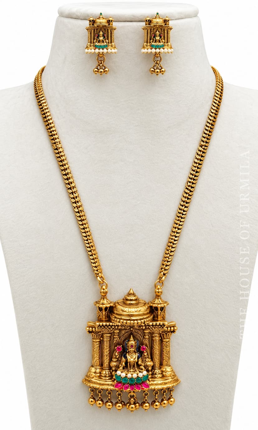 ARPITA — Temple Jewellery Gopuram Pillar Lakshmi Necklace Set