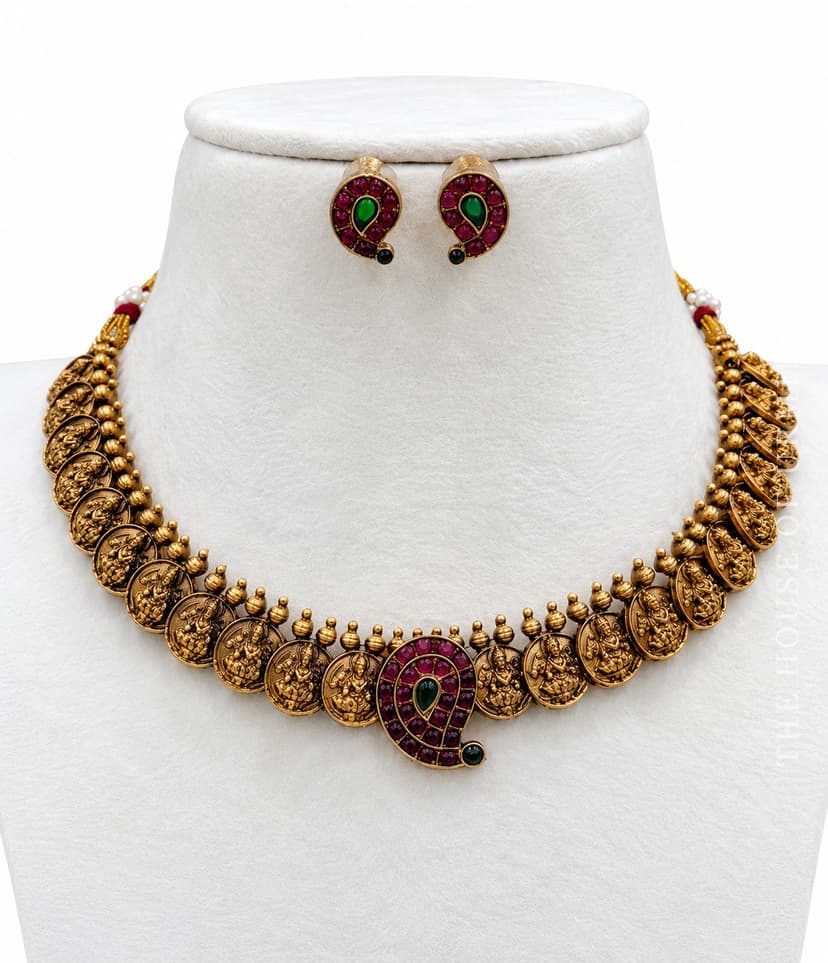 VASUMATI — Temple Jewellery Lakshmi Coin Necklace Set