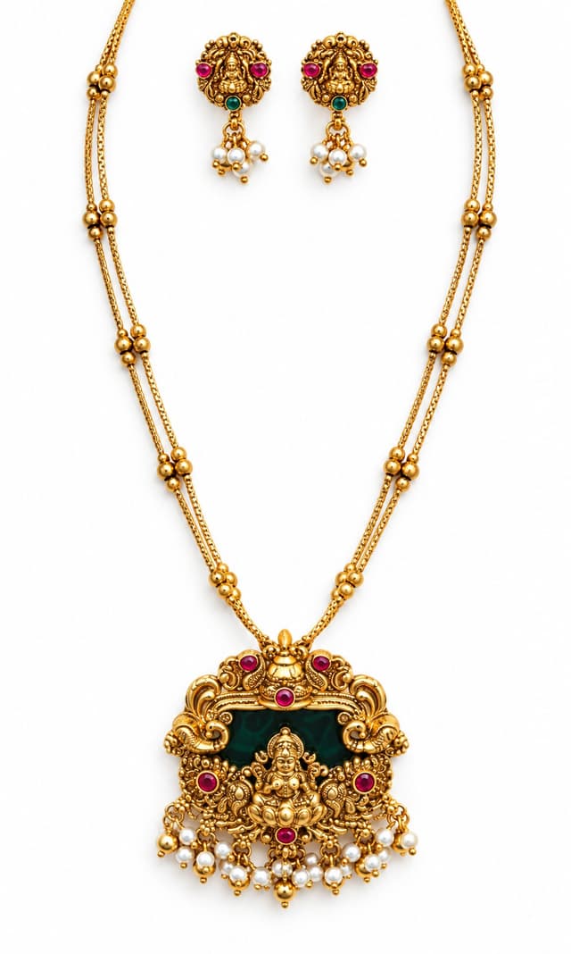 BHARATI — Temple Jewellery Emerald Enamel Lakshmi Necklace Set