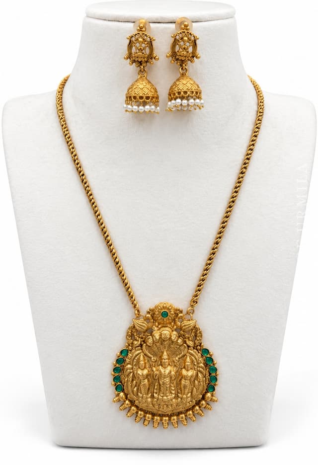 VIDHYA — Temple Jewellery Trinity Deity Pendant Necklace Set